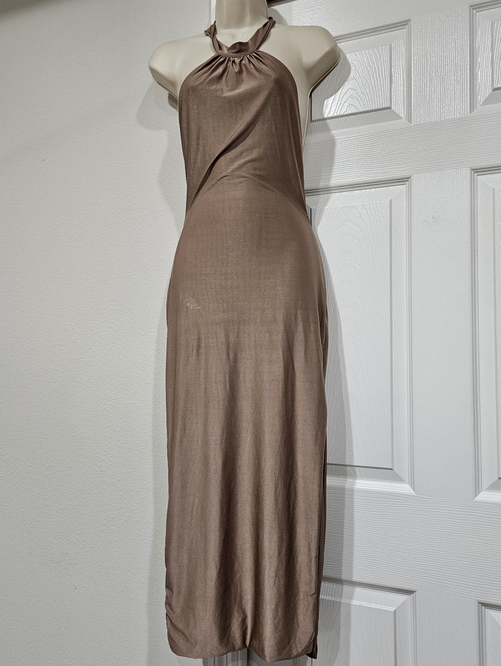 SHEIN Brown Halter Maxi Dress